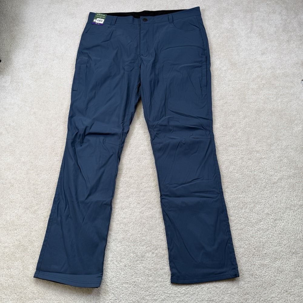 NWT Orvis Fleece Lined Pants Mens 40x32 (40x34 Tagged) Blue Stretch Cargo Pocket